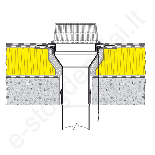 Įlaja plokščiam stogui Topdrain, su kaitinimo elementu, Ø110 mm, 250 mm, vnt