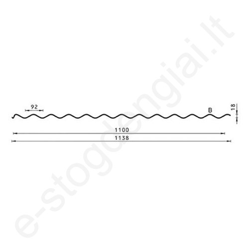 Banguotas fasado profilis Budmat FB-18, 0,50 mm, 1100 mm, Ultramat, m²