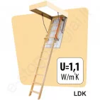 Fakro laiptai LDK 70x140 h=2,8m mediniai, 2 segmentų, SUSTUMIAMI