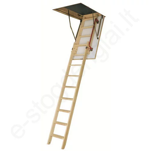 Fakro laiptai LDK 70x140 h=2,8m mediniai, 2 segmentų, SUSTUMIAMI