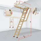 Fakro laiptai LTK ENERGY 70x140 h=2,8m mediniai, ŠILTI, U=0,68 W/m²K