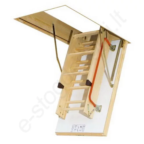 Fakro laiptai LTK ENERGY 70x140 h=2,8m mediniai, ŠILTI, U=0,68 W/m²K