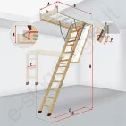 Fakro palėpės laiptai LWL LUX 70x130 h=2,8m sudedami mediniai