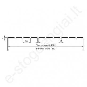 Hanbud trapecinė skarda kaminui T7, 0,5 mm, 1220 x 2000 mm (2,37