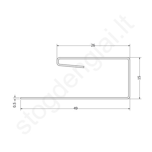 Plieninis J tipo profilis Budmat, L=2 m, Ultramat Antracito (RAL 7016), vnt