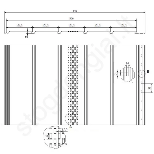 Plieninis pakalimas Budmat, perforuotas, 546 mm x 3 m, 1,518 m², Ultramat Antracito (RAL 7016), vnt