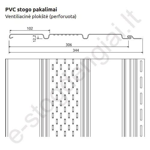 Plastikinis pakalimas Budmat, perforuotas, 344 mm x 3 m, 0,918 m², Rudas (RAL 8017), vnt