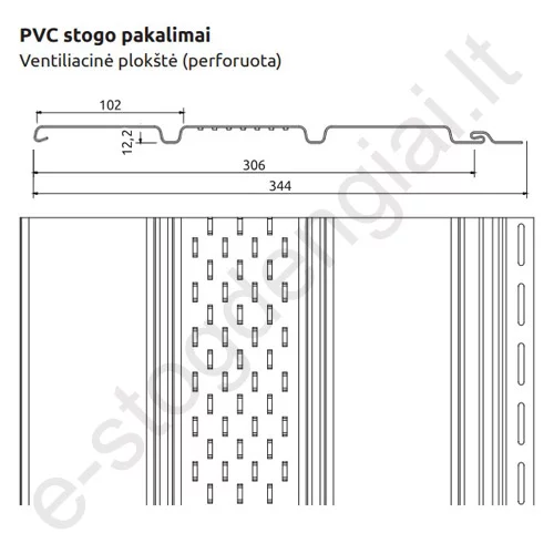 Plastikinis pakalimas Budmat, perforuotas, 344 mm x 3 m, 0,918 m², Juodas (RAL 9005), vnt