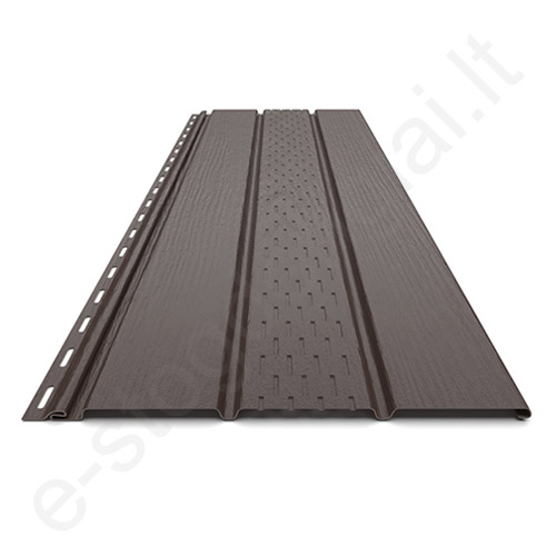 Plastikinis pakalimas Budmat, perforuotas, 344 mm x 3 m, 0,918 m², T.Rudas (RAL 8019), vnt