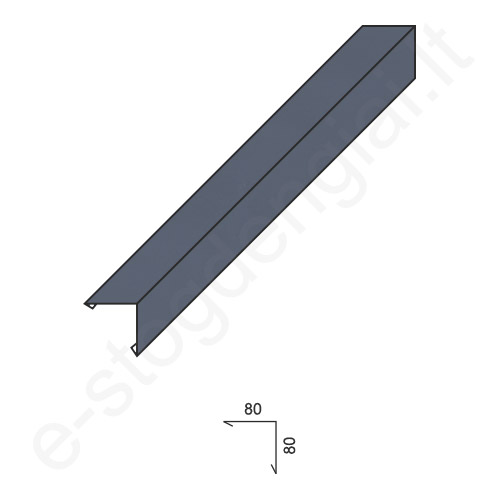 Išorinis kamino kampas 0,50 mm, 80x80 mm, L=2 m, Blizgus Grafito (RAL 7024), vnt