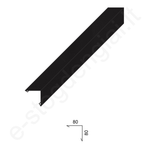 Išorinis kamino kampas 0,50 mm, 80x80 mm, L=2 m, Blizgus Juodas (RAL 9005), vnt