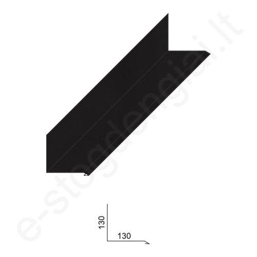 Vidinis kampas 0,50 mm, 130x130 mm, L=2 m, Blizgus Juodas (RAL 9005), vnt