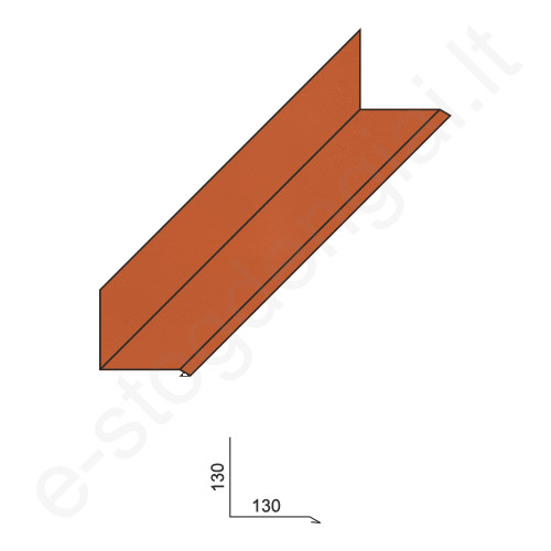 Vidinis kampas 0,50 mm, 130x130 mm, L=2 m, Blizgus Molio (RAL 8004), vnt