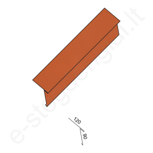 Laštakis klasikinei dangai 0,50 mm, 120x90 mm, L=2 m, Blizgus Molio (RAL 9004), vnt