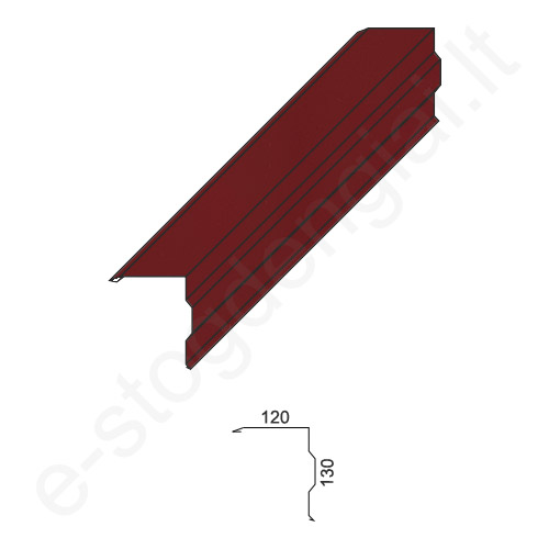 Figūrinė vėjalentė 0,50 mm, 120x130 mm, L=2 m, Blizgi Vyno raudonumo (RAL 3005), vnt