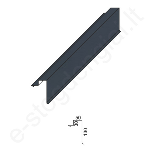 Vėjalentė klasikinei dangai 0,50 mm, 80x130 mm, L=2 m, Blizgi Antracito (RAL 7016), vnt