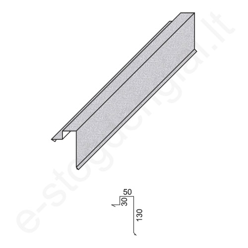 Vėjalentė klasikinei dangai 0,50 mm, 80x130 mm, L=2 m, Blizgi Sidabro (RAL 9006), vnt