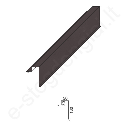 Vėjalentė klasikinei dangai 0,50 mm, 80x130 mm, L=2 m, Blizgi Tamsi ruda (RAL 8019), vnt