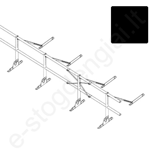 Apsauginė tvorelė Ruukki, 2 vamzdžiai, klasikinei dangai, H=0,6 m, L=6 m, Juoda (RR 33), kompl