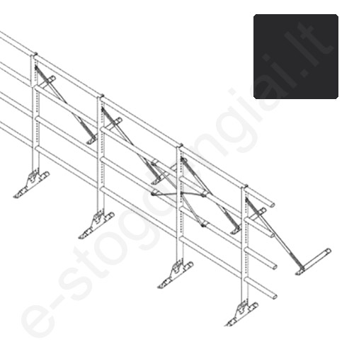 Apsauginė tvorelė Ruukki, 4 vamzdžiai, klasikinei dangai, H=1,2 m, L=6 m, Antracito (RR 2H3), kompl