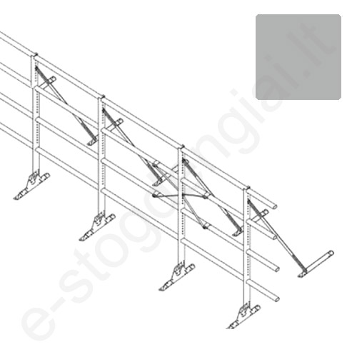 Apsauginė tvorelė Ruukki, 4 vamzdžiai, klasikinei dangai, H=1,2 m, L=6 m, Š.Pilka (RR 21), kompl