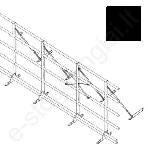 Apsauginė tvorelė Ruukki, 6 vamzdžiai, profiliuotai skardai, H=1,2 m, L=6 m, Juoda (RR 33), kompl