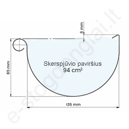 Latakas Struga 135/90 L=2 m, Mat.Rudas (GreenCoat 434) plieninis, vnt