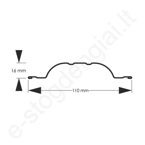 Metalinė tvoralentė Hanbud Polo, L=1350 mm, 110 mm, 0,45 mm, dvipusė, Blizgi T.Pilka (RAL 7016), vnt
