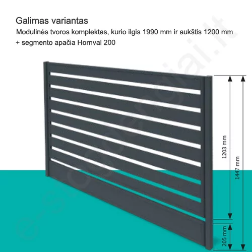 Modulinio tvoros segmento apačia Hornval 200, Smoked grey, kompl Modulinio tvoros segmento apačia Hornval 200, Smoked grey, kompl