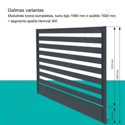 Modulinis tvoros segmentas Hornval 1500x1950 mm, Matinė Ruda (RAL 8017), kompl Modulinis tvoros segmentas Hornval 1500x1950 mm, Matinė Ruda (RAL 8017), kompl