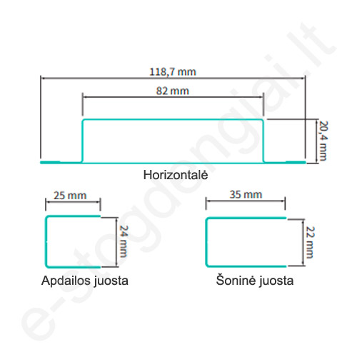 Papildoma modulinio segmento Hornval šoninė juosta 1200 mm, Matinė T.Pilka (RAL 7016), vnt